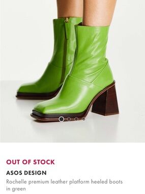 Rochelle Green Leather Platform Heeled Boots